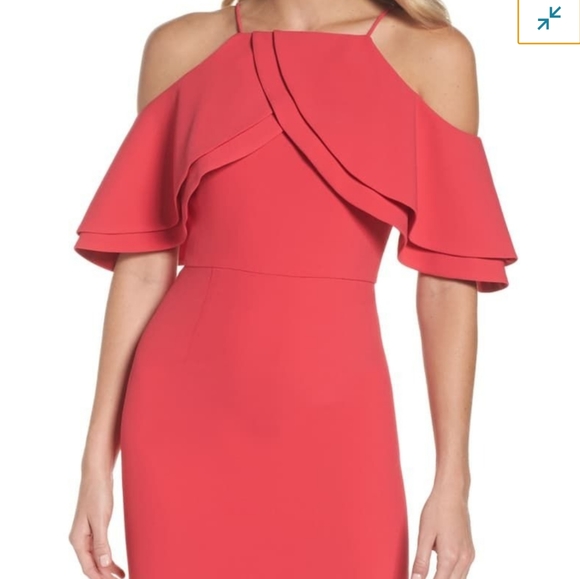 Eliza J Dresses & Skirts - Eliza J double ruffle cold shoulder sheath dress